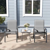 Outsunny Three-Piece Metal Frame Garden Seating Set - Grey(m-9)