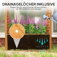 Outsunny Verhoogd Tuinbed Plantenbak met Klimrek, Boogdak Klimplantenrek Hout 83 x 36 x 145cm Lichtbruin(m-6)