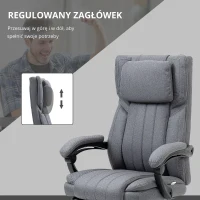 Vinsetto Biurko z funkcją masażu, krzesło biurowe z funkcją leżenia Szary(m-7)