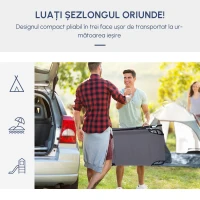 Outsunny Sezlong Relax Pliabil pentru plaja cu pernuta și deschidere pentru față în tesătură Oxford, Gri(m-10)