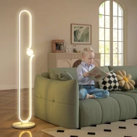 HOMCOM Lampa LED na podłogę, Design nut muzycznych, Klosz szklany, Metal, Plastik, Biała(m-7)