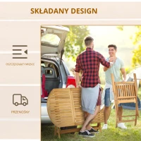 Outsunny 7-cz. komplet stół z krzesłami Zestaw jadalny, składany zestaw mebli ogrodowych, z litego drewna, naturalny(m-6)