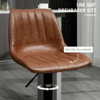 HOMCOM Barhocker 2er-Set im Retrodesign, mit Fußstütze, höhenverstellbar, 43 cm x49,5 cm x 111 cm(m-6)