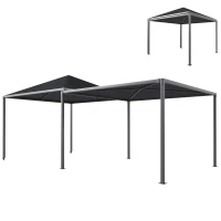 Outsunny 3 x 3 or 3 x 6m Garden Gazebo with Extendable Awning and Wheels, UPF30+ Outdoor Metal Gazebo Canopy Shelter for BBQ, Event, Party(m-10)