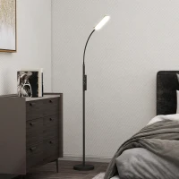 HOMCOM Candeeiro de Pé LED com Controlo Remoto e Tátil 5 Modos de Iluminação Temporizador de 60 Minutos Memória Ø22x175 cm Preto(m-2)