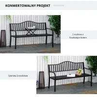 Outsunny ławka ogrodowa z rozkładanym stołem metal kolor czarny(m-4)