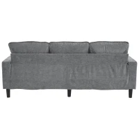 L-Shaped Corner Sofa with USB Charging Ports, Cup Holders, Ergonomic 3-Seater Sectional Couch for Apartment, 202L x 137W x 80H cm, Grey(m-17)