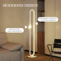 HOMCOM Lampa LED na podłogę, Design nut muzycznych, Klosz szklany, Metal, Plastik, Biała(m-4)