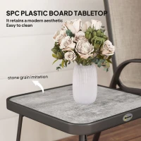 Outsunny 3 Pieces Outdoor Bistro Set, Patio Stackable Armchairs with Breathable Mesh Fabric and SPC Board Coffee Table, Brown(m-5)