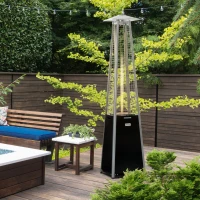 Outsunny 11.2KW Outdoor Patio Gas Heater Standing Pyramid Heater w/ Regulator and Hose(m-8)