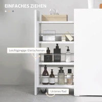 HOMCOM Schmaler Badezimmerschrank, Bodenschrank mit tiefer Schublade, Freistehender Badschrank, Spanplatte, Weiß(m-5)