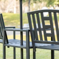 Outsunny 2 Seat Garden Chair Bench Loveseats w/Coffee Table Slatted Design Patio Yard(m-8)