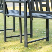 Outsunny 2 Seat Garden Chair Bench Loveseats w/Coffee Table Slatted Design Patio Yard(m-7)