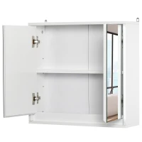 HOMCOM Wall Mount Mirror Cabinet Storage Bathroom Cupboard w/ Door and Shelves White(m-10)