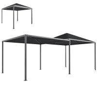 Outsunny Gazebo da Giardino Estensibile con Ruote e Copertura in Poliestere UPF30+,  3x3 m/3x5.6 m, Grigio(m-10)