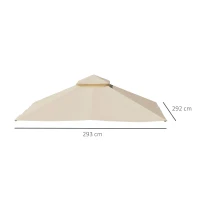 Outsunny 3x3(m) Replacement Gazebo Canopy, Double Tier Roof Top for Garden, Patio, Outdoor, Beige (TOP ONLY)(m-3)