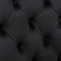 Set of 2 Velvet Dining Chairs with Button Tufted Backrest, Solid Rubber Wood Legs, Foot Pads, Wingback Design, 50L x 64W x 96H cm, Black(m-12)