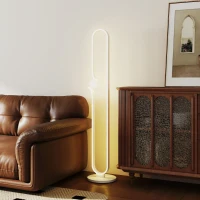 HOMCOM Lampa LED na podłogę, Design nut muzycznych, Klosz szklany, Metal, Plastik, Biała(m-9)