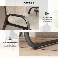 Outsunny Ensemble de jardin 3 pièces 2 chaises empilables et table carrée avec dossier haut revêtement en textilène marron(m-6)