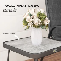 Outsunny Set da Giardino 3 Pezzi con Tavolino e 2 Sedie Impilabili, in Acciaio e Tessuto Traforato, Nero(m-5)