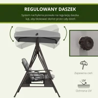 Outsunny 2-osobowa huśtawka ogrodowa z daszkiem przeciwsłonecznym aluminium(m-4)