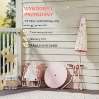 AIYAPLAY Zestaw Siedzisk dla Dzieci, Składane Krzesła z Parasolem, Wzór Tęczowy, Różowy(m-6)