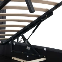 5ft Upholstered King Bed with Hydraulic Storage, LED Lighting, Charging Station, Button-Tufted Headboard, 219.5L x 165.5W x 120.5H cm, Grey(m-9)