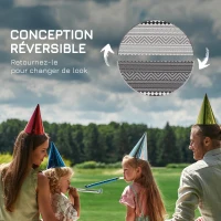 Outsunny Tapis rond pour l'extérieur Ø180 cm Tapis réversible avec bordure et sac de transport imperméable pour terrasse balcon(m-7)