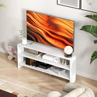 HOMCOM Mobile TV ad Angolo per 47" max con 2 Ripiani Aperti, in Legno, 110x36x45 cm, Bianco(m-8)
