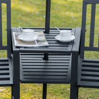 Outsunny 2 Seat Garden Chair Bench Loveseats w/Coffee Table Slatted Design Patio Yard(m-9)