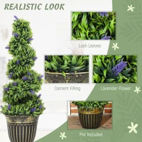 HOMCOM Set of Two 90cm Artificial Lavender Trees(m-4)