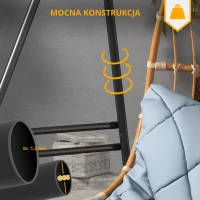 Outsunny Stojak na fotel wiszący, solidny & odporny na warunki atmosferyczne, wewnątrz i na zewnątrz, do 150 kg, stal, 178 x 143 x 180 cm, Czarny(m-4)