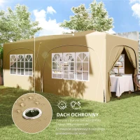 Outsunny 3 x 6 m Pawilon Pop-up z bocznymi ścianami, UPF50+, regulowany namiot ogrodowy z torbą transportową i workami z piaskiem(m-6)