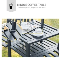Outsunny 2 Seat Garden Chair Bench Loveseats w/Coffee Table Slatted Design Patio Yard(m-5)