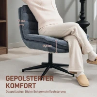 HOMCOM Draaibare Bureaustoel met Brede Zitting, Ruim Gestoffeerde Stoel voor Kantoor, Werkkamer, Donkergrijs(m-5)