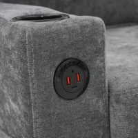 L-Shaped Corner Sofa with USB Charging Ports, Cup Holders, Ergonomic 3-Seater Sectional Couch for Apartment, 202L x 137W x 80H cm, Grey(m-9)