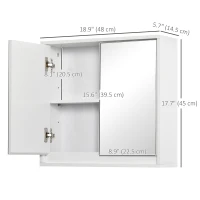 HOMCOM Wall Mount Mirror Cabinet Storage Bathroom Cupboard w/ Door and Shelves White(m-3)