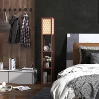 HOMCOM Three-Shelf Standing Lamp - Brown/White(m-8)