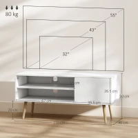 HOMCOM TV Stand up to 55 Inches, TV Unit with Open Shelves and Cable Holes - White(m-3)