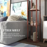 HOMCOM Three-Shelf Standing Lamp - Brown/White(m-6)