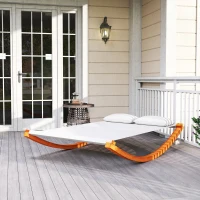 Outsunny Garden Day Rocking Bed Sun Lounger Patio Furniture Hammock With Pillows Wood(m-2)