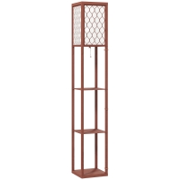 HOMCOM Three-Shelf Standing Lamp - Brown/White