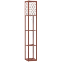 HOMCOM Three-Shelf Standing Lamp - Brown/White(m-1)