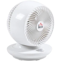 HOMCOM Ventilateur de table puissant 45W, 3 vitesses, oscillant à 70° multidirectionnelle, inclinaison à 90°, blanc(m-11)