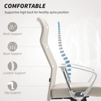 HOMCOM Fabric High Back Office Chair - Cream White(m-4)