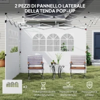 Outsunny Set 2 Pareti Laterali per Gazebo 3x3 m Pieghevoli in tessuto Oxford con Finestre, 295x200 cm, Bianco(m-4)