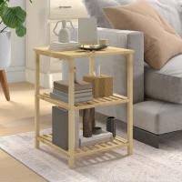 HOMCOM Ensemble de 2 tables de chevet table d'appoint en bambou avec 2 étagères, style naturel, dim. 40L x 40l x 55H cm(m-7)