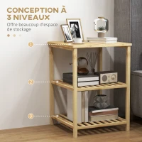 HOMCOM Ensemble de 2 tables de chevet table d'appoint en bambou avec 2 étagères, style naturel, dim. 40L x 40l x 55H cm(m-5)