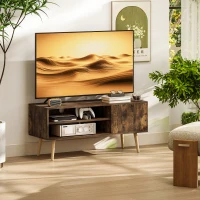 HOMCOM TV Stand up to 55 Inches, TV Unit with Open Shelves and Cable Holes - Brown(m-2)