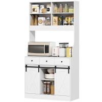 HOMCOM Keukenkast met Planken, Kasten, Lades en Werkruimte, Landelijke Sfeer, Verstelbare Planken, Hout, Wit